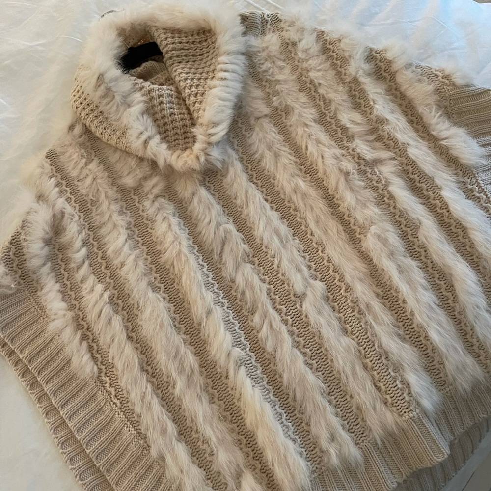 Faux fur poncho